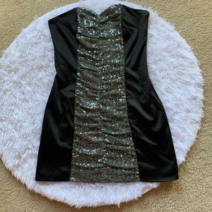 Mini black sequins cocktail dress